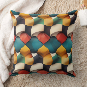 Cojín Decorativo Vibrante 3D Petal Wave geométrica en color negrita