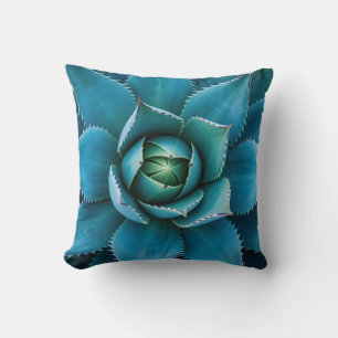 Cojín Decorativo Vibrante Agave Suculento Geométrico Verde Azulado