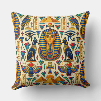 Cojín Decorativo Vibrante Antiguo Egipto Faraones Escarabajos Halco