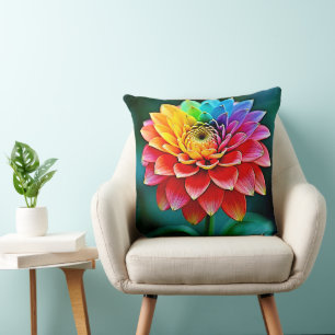 Cojín Decorativo Vibrante arte de ensueño de Rainbow Petal