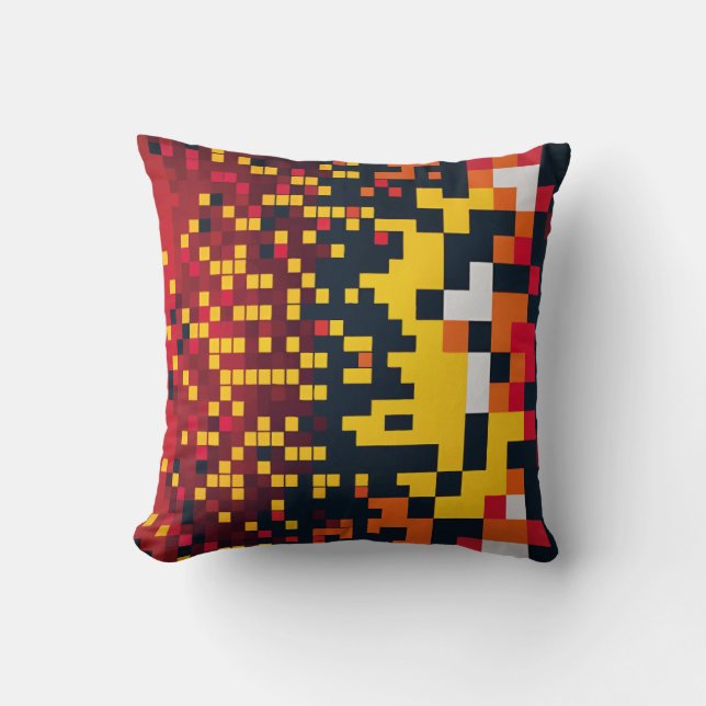 Cojín Decorativo Vibrante arte de explosión de píxeles (Anverso)