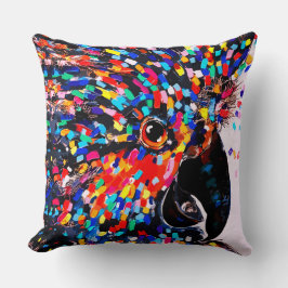 Cojín Decorativo Vibrante arte de pared de aves tropicales en expre