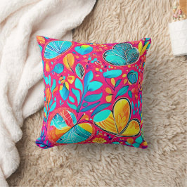 Cojín Decorativo Vibrante arte del corazón floral