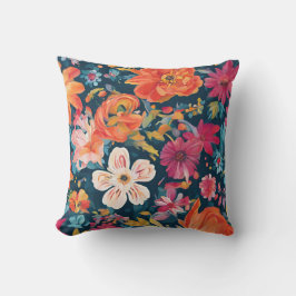 Cojín Decorativo Vibrante Arte Gráfico Floral
