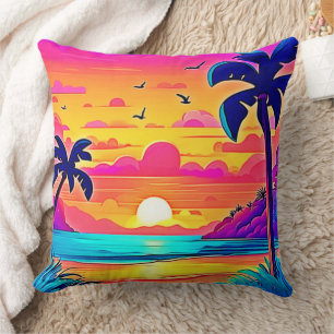 Cojín Decorativo Vibrante atardecer tropical