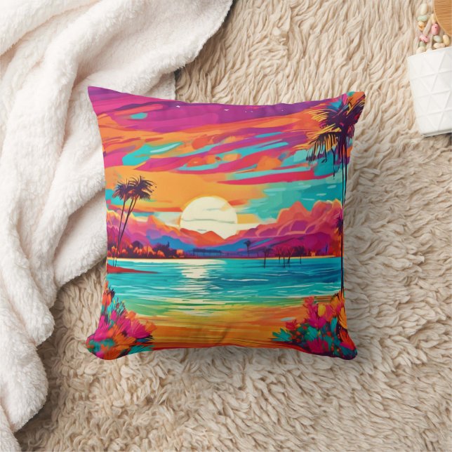 Cojín Decorativo Vibrante atardecer tropical (Manta)