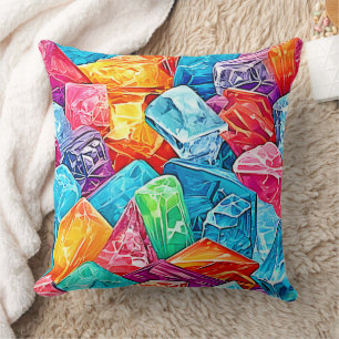 Cojín Decorativo Vibrante Crystal Cluster Art