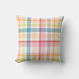 Cojín Decorativo Vibrante cuadros pastel multicolor clan tartán