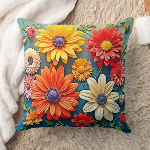 Cojín Decorativo Vibrante diseño de fantasía floral