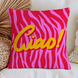 Cojín Decorativo ¡Vibrante estampado de cebra rojo y rosa Ciao! 
