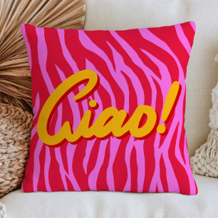 Cojín Decorativo ¡Vibrante estampado de cebra rojo y rosa Ciao!