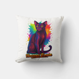 Cojín Decorativo Vibrante Havana Brown Cat Pop Art - Colorido Moder