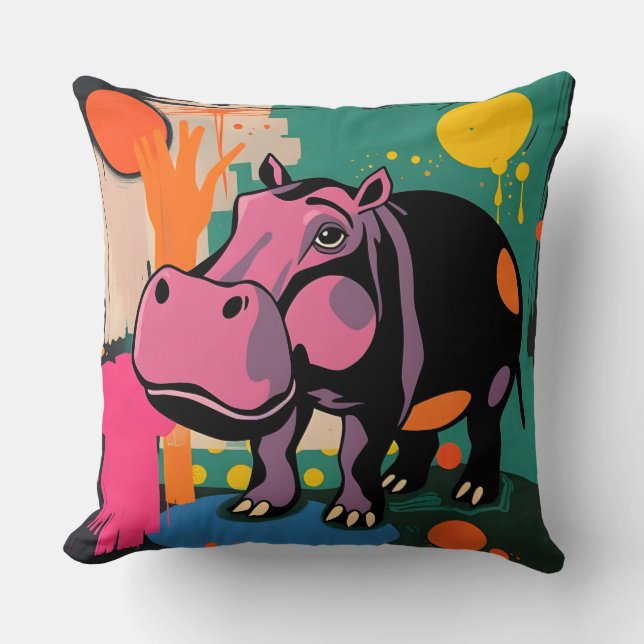 Cojín Decorativo Vibrante Hippo Design (Anverso)