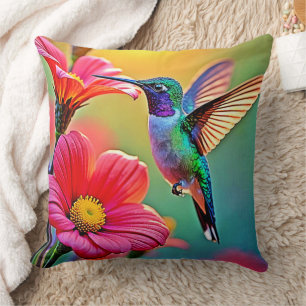 Cojín Decorativo Vibrante Hummingbird en el diseño de Sunset