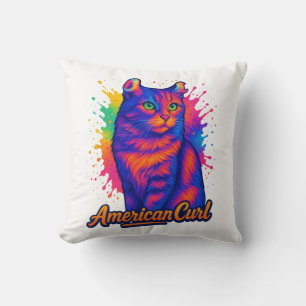 Cojín Decorativo Vibrante Ilustracion de arte pop de gato americano