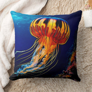 Cojín Decorativo Vibrante Jellyfish Arte subacuático