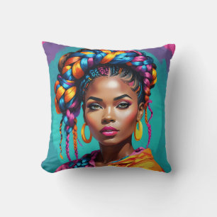 Cojín Decorativo Vibrante Melanin Woman - Inspiración en el arte po