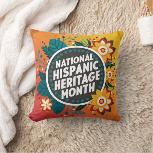 Cojín Decorativo Vibrante Mes del Patrimonio Nacional Hispano