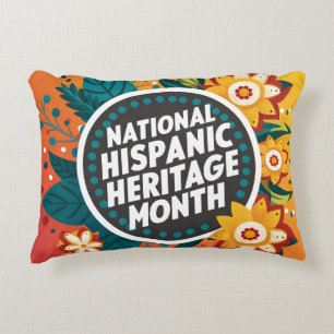 Cojín Decorativo Vibrante Mes del Patrimonio Nacional Hispano