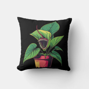 Cojín Decorativo Vibrante Monstruo de Planta Carnívora Pop Art