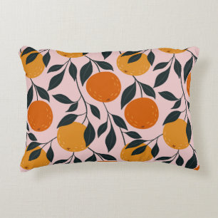 Cojín Decorativo Vibrante Naranja Citrus Patrón sin soldadura