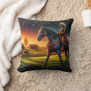 Cojín Decorativo Vibrante paisaje de atardecer