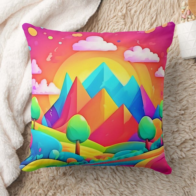 Cojín Decorativo Vibrante paisaje Personalizado arcoiris (Manta)