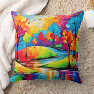 Cojín Decorativo Vibrante paisaje sinfónico de otoño