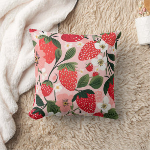 Cojín Decorativo Vibrante parche de fresa y flor de verano