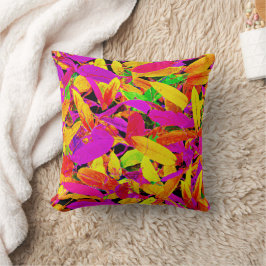 Cojín Decorativo Vibrante Patrón de Elegancia NeonLeaf