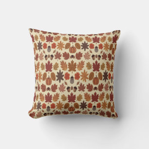 Cojín Decorativo Vibrante patrón de hojas otoñales con colores otoñ