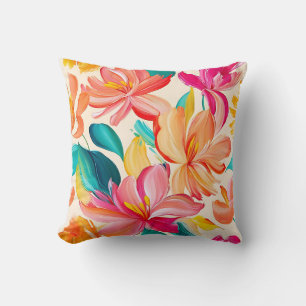 Cojín Decorativo Vibrante patrón floral pintado