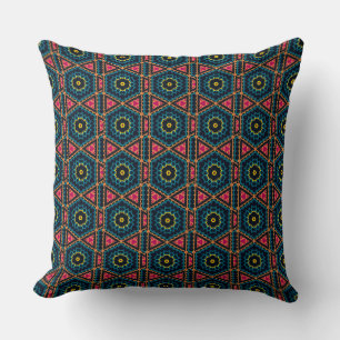 Cojín Decorativo Vibrante patrón geométrico floral hexagonal