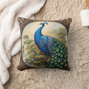 Cojín Decorativo Vibrante Peacock Con Coloridas Barras En Medio De