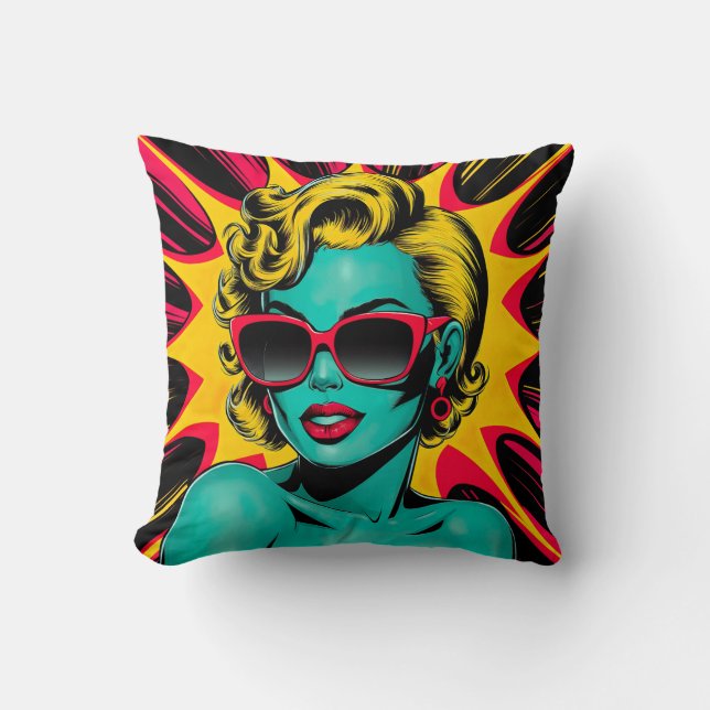Cojín Decorativo Vibrante Pop Art Diva (Anverso)