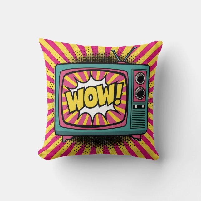 Cojín Decorativo Vibrante Pop Art Retro TV (Anverso)