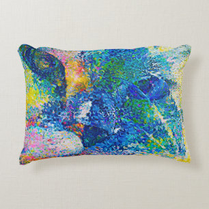 Cojín Decorativo Vibrante Resumen de la impresión del arte del gato