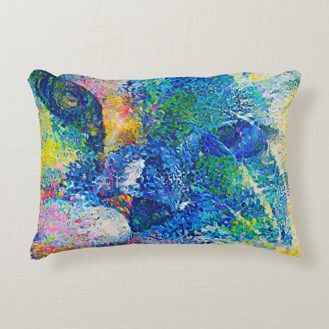 Cojín Decorativo Vibrante Resumen de la impresión del arte del gato (Anverso)