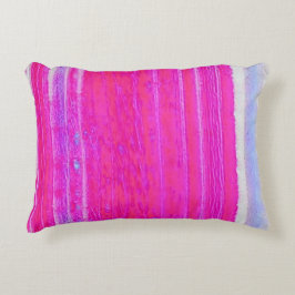 Cojín Decorativo Vibrante Resumen de rayas rosadas y moradas arte