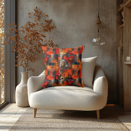 Cojín Decorativo Vibrante Resumen Naranja Foto personalizada Pillow