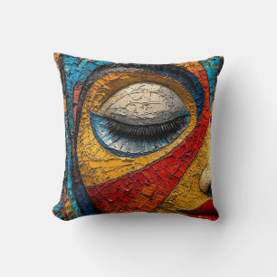 Cojín Decorativo Vibrante Retrato Mosaico - Colorido Arte Resumen