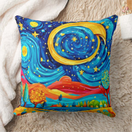 Cojín Decorativo Vibrante Starry Night Style Art