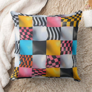 Cojín Decorativo Vibrante tablero de ajedrez 3D – Retro Pop juguetó