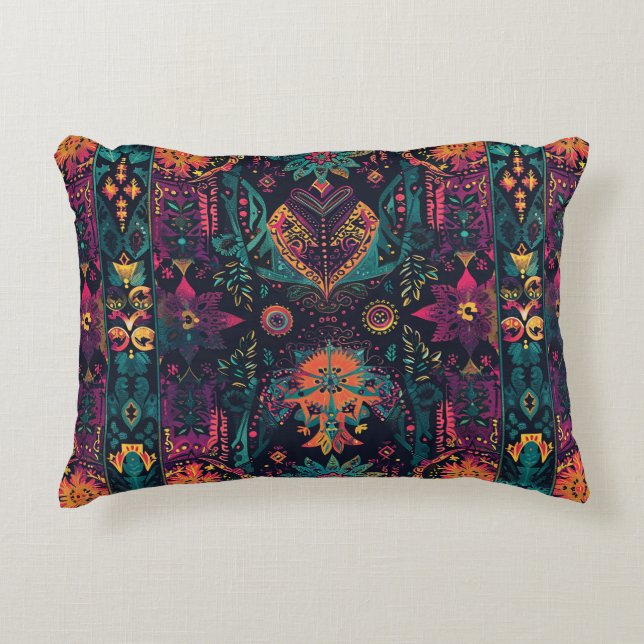 Cojín Decorativo Vibrante Tapiz Mandala Acento Pillow (Anverso)