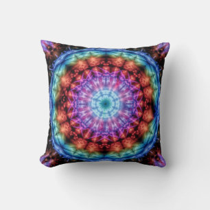 Cojín Decorativo Vibrante Tie Dye Kaleidoscope Arcoiris Mandala