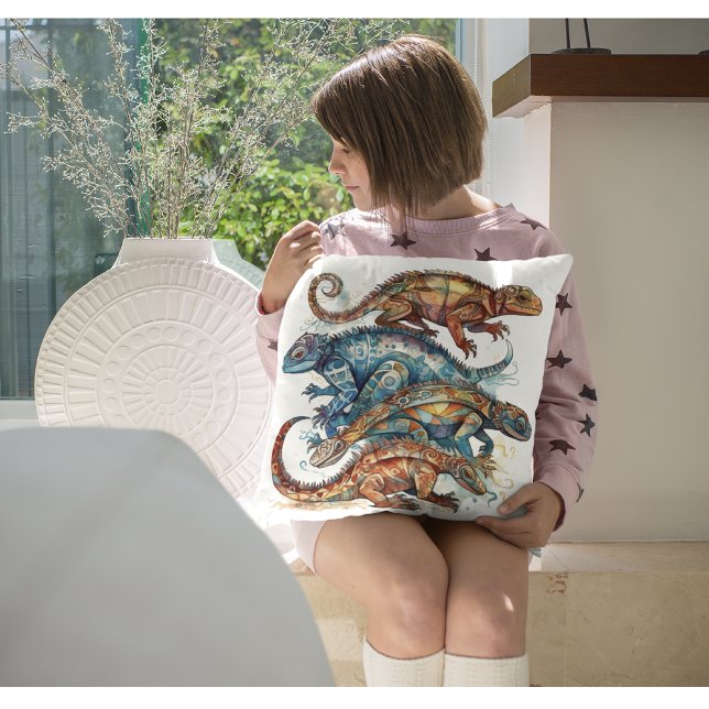 Cojín Decorativo Vibrante Tótem Tribal Lizard (Subido por el creador)