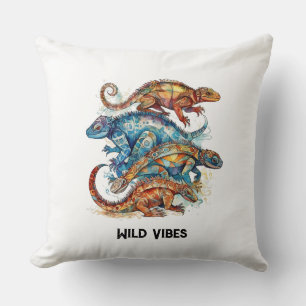 Cojín Decorativo Vibrante Tótem Tribal Lizard, personalizado