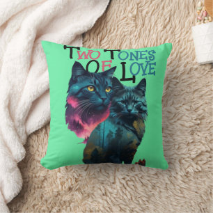 Cojín Decorativo Vibrantes Paws: Doble Delight Cat