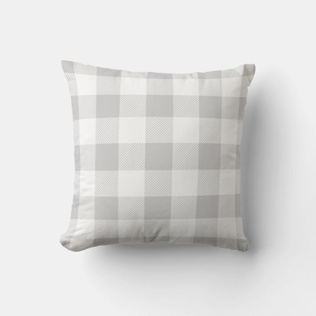 Cojín Decorativo Vichy Búfalo Gris y Blanco (Anverso)