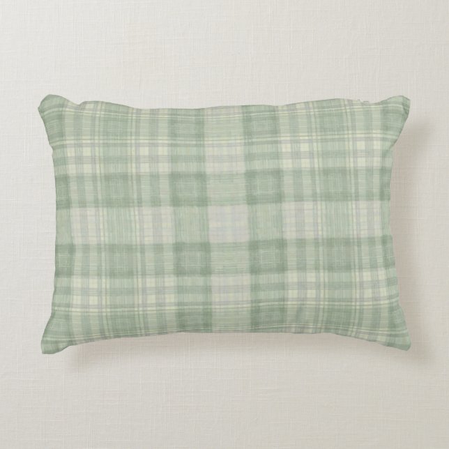 Cojín Decorativo Vichy verde salvia claro (Anverso)